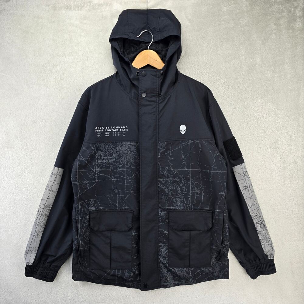 Alienware Windbreaker Jacket Mens Small Black Area 51 Contact Team Gaming AOP - Picture 1 of 11